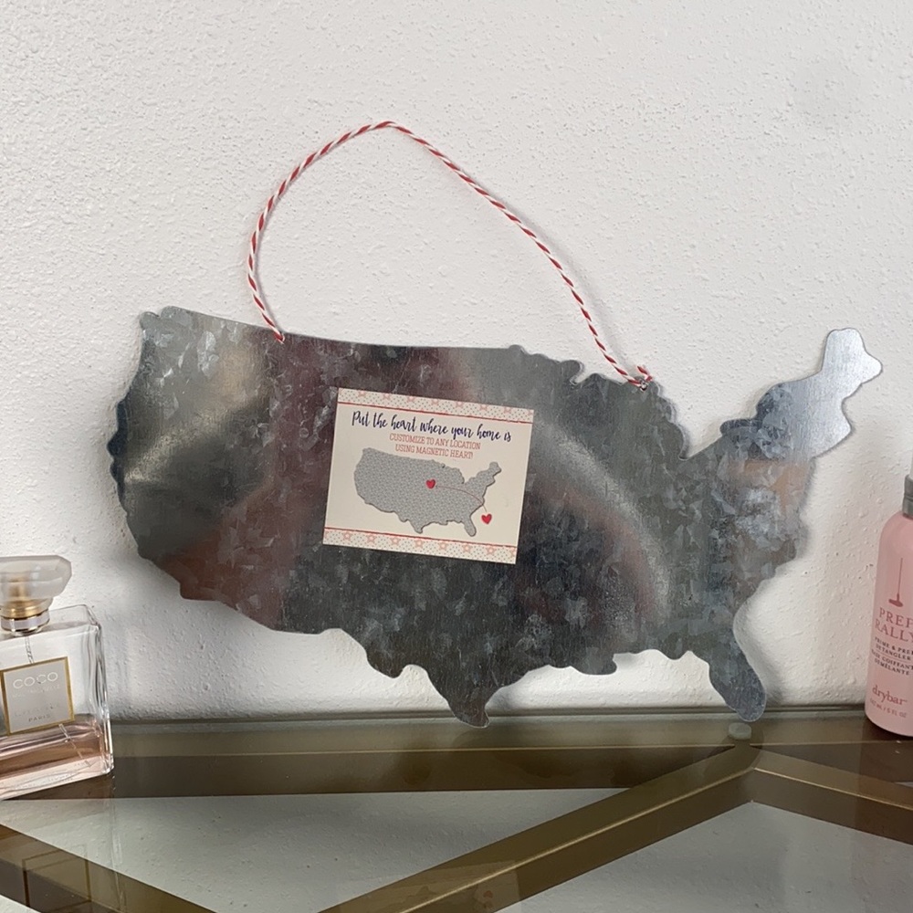 US Galvanized Heart Sign